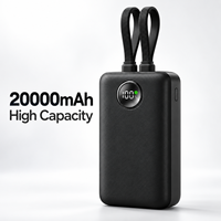 Power Bank Ringkas 20000mAh dengan Kabel Ganda Terintegrasi 22.5W 35W Pengisian Cepat USB-C Layar Digital LED Dua Arah