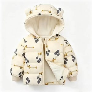 Vêtement d'extérieur chaud pour enfants unisexe, en coton imprimé à capuche, pour garçons et filles - Product Image 3