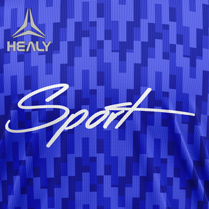 เสื้อฟุตบอลคอวีสีน้ำเงินสไตล์เรโทร 100% โพลีเอสเตอร์ รับสกรีนชื่อทีมและหมายเลข ระบายอากาศดี ดีไซน์วินเทจ สำหรับกีฬาผู้ชาย - Product Image 4