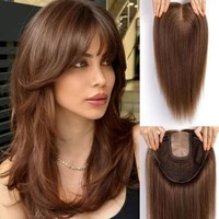 Topper de cheveux humains blonds et bruns de haute qualité de 14 pouces pour femmes, 7x10cm, en soie, toupet européen Remy, postiches, fournisseur
