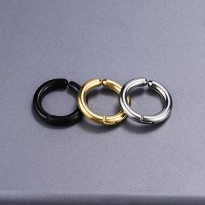 Stainless Steel Clip on Hoop <b>Earrings</b> 18K PVD Gold | No <b>Piercing</b> Thick Huggie Ear Cuffs Minimalist Unisex Jewelry - Product Image 2