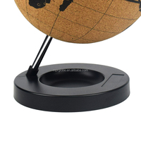 Globe de bureau avec broche Globe rotatif en liège fait à la main sphère en liège Globe du monde avec broche
