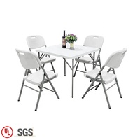 Ensemble table et chaises pliantes en plastique blanc pour les repas Tables et chaises carrées pliantes d'extérieur pour les événements