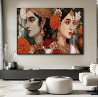 Art mural créatif, impressions numériques, peintures de portraits indiens, peintures en porcelaine cristalline avec cadres en alliage d'aluminium