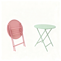 Ensemble bistrot pliant en métal vert pastel et rose certifié BSCI, table et chaises pliantes en fer à lattes pour balcon et café
