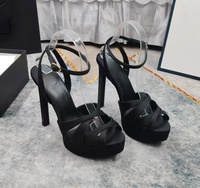 Sandales d'été roses en satin imperméables à plateforme et talons hauts pour femmes - Brides croisées, fermetures à nœuds, chaussures de cérémonie, bout ouvert