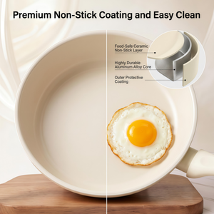 Pentola Piccola in Lega di Alluminio con Rivestimento Antiaderente in Ceramica, Coperchio in Vetro e Griglia per Cottura a Vapore - Compatibile con Gas e Induzione - Product Image 5