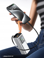 Charge rapide PD100W centrale électrique avec lampe de poche charge rapide 18000mAh batterie externe pour ordinateur portable avec câble rétractable et écran TFT