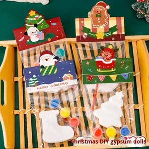 Poupée <span class=keywords><strong>en</strong></span> plâtre à graffitis <span class=keywords><strong>de</strong></span> Noël, enfants <span class=keywords><strong>de</strong></span> <span class=keywords><strong>maternelle</strong></span>, bricolage, peinture à la main, petit cadeau pour étudiants chinois - Product Image 2