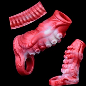 NNSX Internal Thread Penis Sleeve with Octopus Sucker Cock Sheath Penis Attachment Sleeve Cock Enlargement Hollow <b>Dildo</b> - Product Image 1