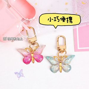 Wholesale Gradient Colorful Butterfly Acrylic Keychain Bag Pendant Decorations for Women Girls Fashion Delicate <b>Key</b> <b>Ring</b> Gifts - Product Image 5