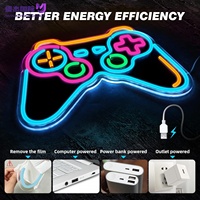Enseigne néon en forme de manette de jeu alimentée par USB, lumière LED bleue à 6 niveaux de luminosité réglable, décoration murale pour salle de jeux, adolescents, garçons et décoration intérieure