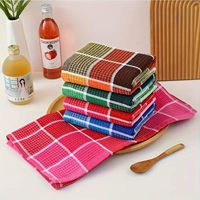 Waffle Weave Plaid Cotton Tea Towel Super Absorbent Lint Free Kitchen Dish Cloth for Household Restaurant Daily Cleaning Use