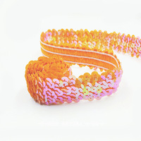 En gros 34 Couleurs Paillettes Dentelle Élastique Paillettes Bande Paillette Ruban Paillettes pour Robe de Danse