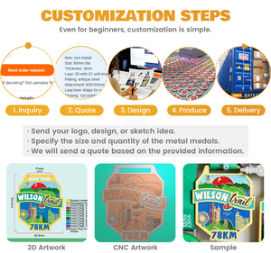 Medalla Deportiva de Metal Personalizada al por Mayor para Maratón, Aleación de Zinc en Blanco con Diseño Propio y Premio de Oro 3D - Product Image 3