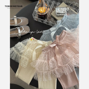 Tongxingyuan Kids Ballet Pants Solid Color Mesh Ruffle Leggings For Spring Dancewear - Product Image 1