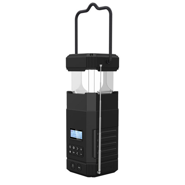 DF580 Multi-Functional Camping Lantern Speaker Solar/Hand Crank Charging Handheld CB Radio Waterproof Durable Plastic for