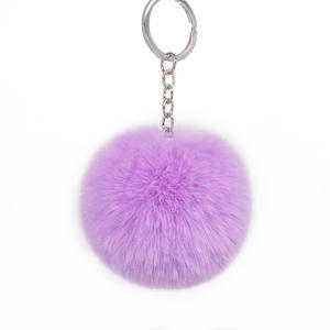 Porte-clés pompon en fausse fourrure moelleuse et mignonne de 7 cm (2,7 pouces) de style simple et personnalisé, idéal pour les cadeaux de fête - Prix usine - Product Image 1