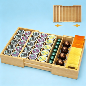 Soporte de Bambú para Cápsulas K-Cup para Cajón o Encimera, Organizador Expandible para Cápsulas de Café, Almacenamiento de Bolsitas de Té, Organizador de Cápsulas K-Cup - Product Image 1