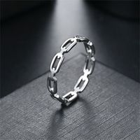 Bague chaîne à maillons ouverts en acier inoxydable, motif géométrique creux, plaqué or, en stock, vente en gros, bijoux de mode