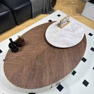 Mobile TV Moderno <span class=keywords><strong>con</strong></span> Tavolino da Caffè, Set di Lusso in Legno di Noce, Console Multimediale <span class=keywords><strong>con</strong></span> <span class=keywords><strong>Cassetti</strong></span> Portaoggetti - Product Image 4