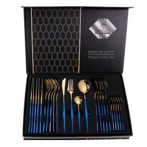 Produit tendance en ligne : Ensemble de couverts en acier inoxydable 24 pièces, couleur or, dans un coffret cadeau doré attrayant - Product Image 6