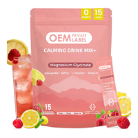Complément de Cortisol OEM Framboise Citron Sans Sucre Poudre de Magnésium à Boire pour le Sommeil et la Relaxation Soutient l'Équilibre Hormonal pour Femmes