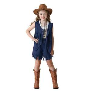 Retro Style Girls' Bohemian Cowgirl Vest & Denim Shorts Hippie <b>Costume</b> for <b>Mardi</b> <b>Gras</b> Party - Product Image 5
