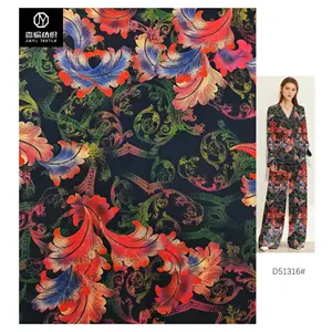Colorful designed leaf pattern discharge printing woven somali bati rayon fabric clothing African female kite dress