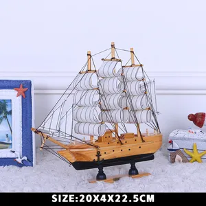 Patung kerajinan kayu, ornamen buatan tangan, Model perahu simulasi, dekorasi kamar, hadiah ulang tahun, kerajinan tangan kayu