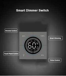 Interrupteur intelligent WiFi Tuya <span class=keywords><strong>avec</strong></span> bouton rotatif, <span class=keywords><strong>variateur</strong></span> de lumière LED, panneau tactile, commande vocale à distance, compatible Alexa <span class=keywords><strong>et</strong></span> Google Home - Product Image 2