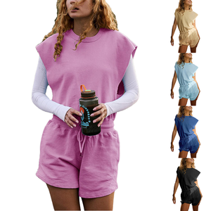 <span class=keywords><strong>Tuta</strong></span> Estiva Casual da Donna Senza Maniche <span class=keywords><strong>con</strong></span> Schiena Scoperta, <span class=keywords><strong>Vita</strong></span> Elastica, Tasche, Pantaloncini <span class=keywords><strong>in</strong></span> Tela Intrecciata al Ginocchio - Product Image 4