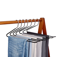 Cintres de pantalons en métal à extrémité ouverte en PVC noir de 15 "de 5.0mm d'épaisseur pour pantalons pantalons jeans