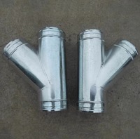 Raccords d'air à trois voies en Y en acier inoxydable galvanisé pour systèmes CVC, conception inclinée, pour systèmes de ventilation d'hôpitaux et de parcs