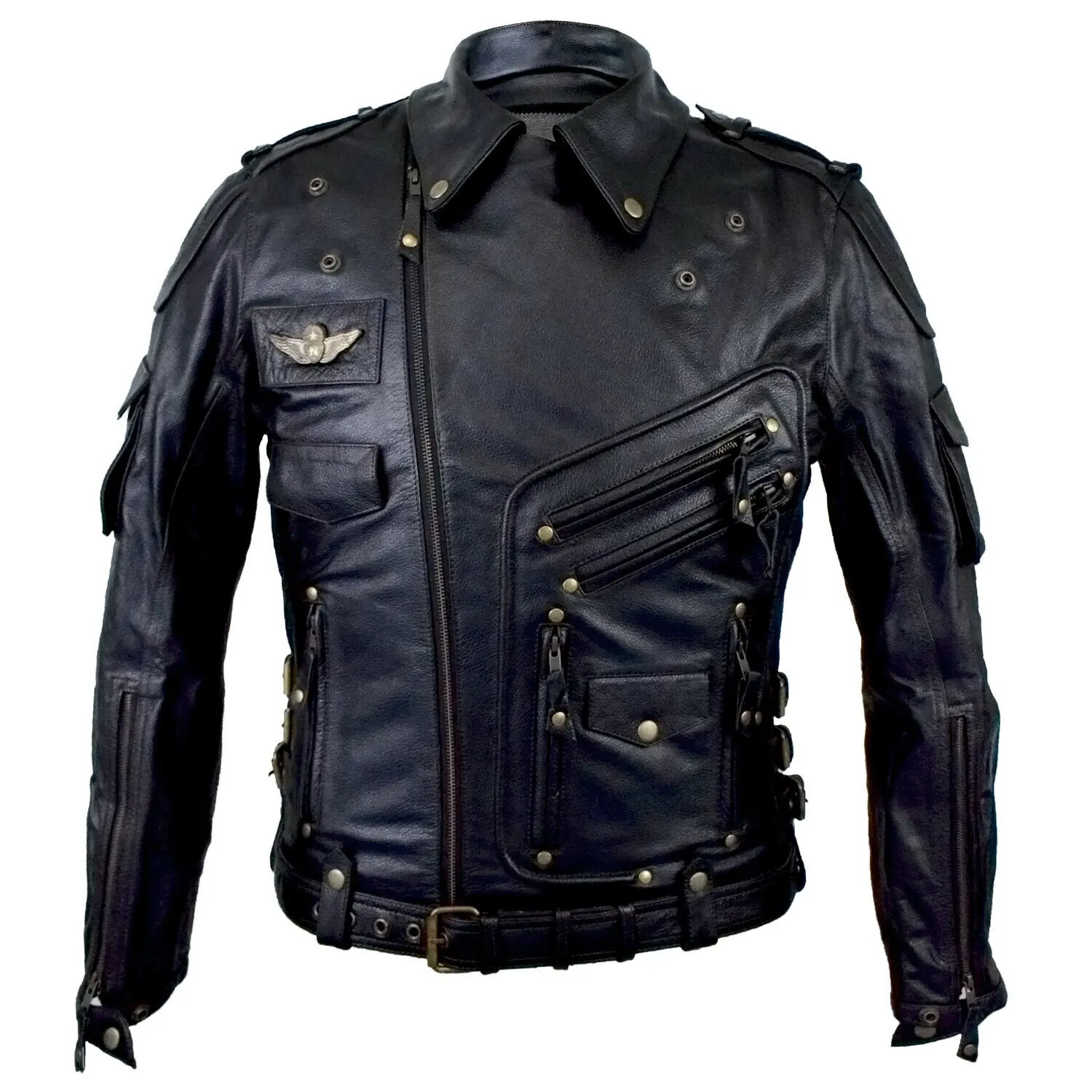 Leather Jacket Slim Fit Biker Motorcycle Jacket Casual Wear Jacket Custom Made New Men's Genuine Sheepskin Men's ClothingStand