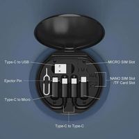 Caja Circular 6 en 1, adaptador de carga Usb multifunción, Kit de cable de cargador USB tipo C, Kit adaptador de viaje para viajar