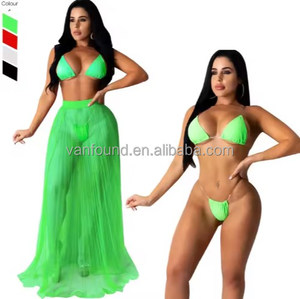 Vanfound 3 pièces ensemble <span class=keywords><strong>de</strong></span> maillots <span class=keywords><strong>de</strong></span> <span class=keywords><strong>bain</strong></span> taille XL Sexy femme <span class=keywords><strong>Mini</strong></span> Bikini transparent vêtements <span class=keywords><strong>de</strong></span> plage robe avec maillot <span class=keywords><strong>de</strong></span> <span class=keywords><strong>bain</strong></span> <span class=keywords><strong>slip</strong></span> <span class=keywords><strong>de</strong></span> <span class=keywords><strong>bain</strong></span> couvrir - Product Image 2