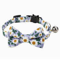 Collier pour chat Tanpopo en gros, motif floral marguerite, réglable avec boucle, bandana pour petit chien et chat, nœud papillon et clochette, nouvelle arrivée
