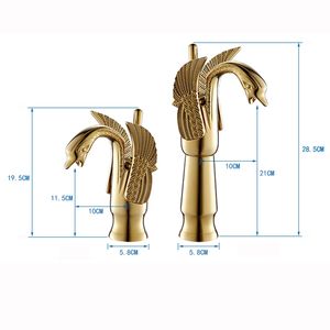 बेसिन नल के नए उच्च स्वैन नल मेहराब डिजाइन लक्जरी वॉश मिक्सर पीतल के गर्म और ठंडे टैप्स सोने के प्लेटेड सिंगल होल टैप - Product Image 5