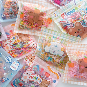 200 Pièces Mignonnes Attaches Cheveux Jetables Couleur Crème Glacée, Haute Élasticité, en Plastique, Petits Accessoires Cheveux pour Enfants, Adorables - Product Image 2