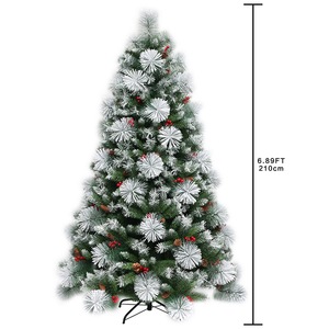 <span class=keywords><strong>7</strong></span> pés novo design de agulha de pinha verde pvc, folhas de pvc, árvore de natal com abacaxis, novo ano, árvore com pinos, vermelho berços - Product Image 2
