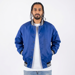 Custom Logo Light Sports Satin Bomber Jacket for <b>Men</b> Factory's Winter Varsity Baseball Letterman Silk Jacket - Product Image 1