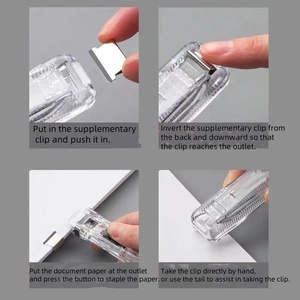 <span class=keywords><strong>Agrafeuse</strong></span> manuelle transparente sans agrafes, mini <span class=keywords><strong>agrafeuse</strong></span> à clip, clips de <span class=keywords><strong>recharge</strong></span> colorés, organiseur de documents - Product Image 4