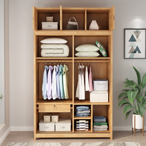 Nordic Sliding Door <b>Wardrobe</b> Solid Wood Two Door <b>Large</b> Capacity Bedroom Storage <b>Wardrobe</b> For Children And Adults - Product Image 3