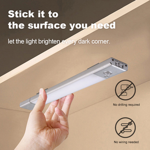 Siêu mỏng <span class=keywords><strong>LED</strong></span> PIR cảm biến chuyển động không dây USB có thể sạc lại đêm đèn dưới tủ chiếu sáng Pin có thể tháo rời 1000mAh - Product Image 6