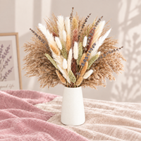 Buket Bunga Kering Campuran Artisan Rumput Pampas Ekor Kelinci Campuran Lavender Dekorasi Rumah Nordik Pernikahan Hari Valentine