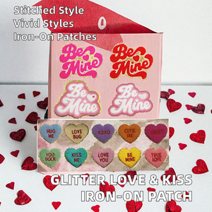Parches Termoadhesivos para el Día de San Valentín, Nuevos, con Purpurina, de Tela Chenille, Logotipo, Letra de Amor XOXO, Parche Bordado de Flor 'Let Love Grow' Kiss - Product Image 2