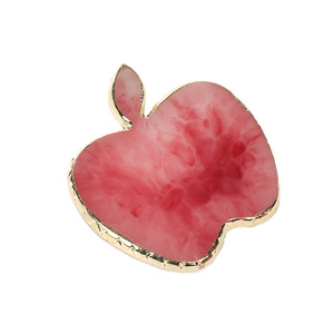 Paleta de colores creativa para pintar uñas DIY, tablero de exhibición con forma de manzana y borde dorado, con soporte de plástico tipo mango para uso estético. - Product Image 6