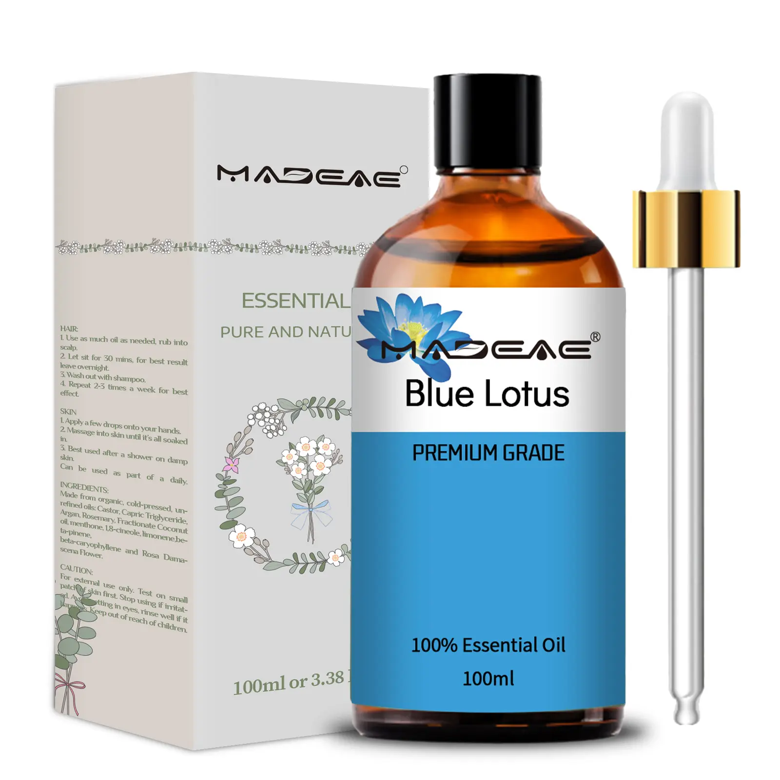 Bio-Blu Blue Lotus Ätherisches Öl Lotusblatt Lotusblüte Duftöl und Moringaöl