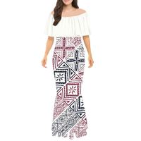 Vêtements Tribaux polynésiens brun Tonga Taovala Samoa Tapa fleur imprimer robe de Cocktail personnalisée pour les femmes séquence Cocktails robe